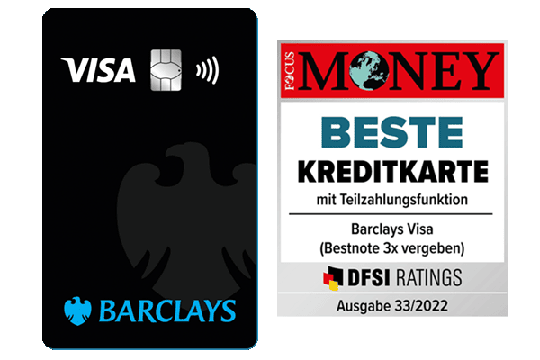 Barclays Visa Kreditkarte mit Focus Money Siegel beste Kreditkarte